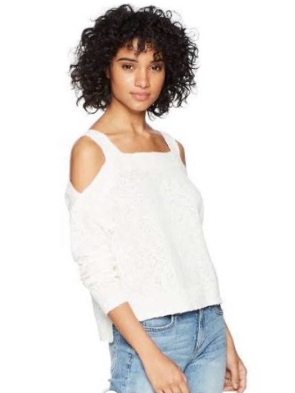 Small Luck brand Cold-Shoulder Cream Sweater - Women